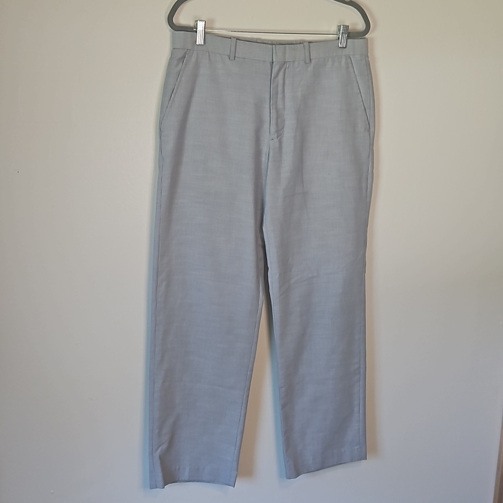 Perry Ellis Men's Gray Striped Straight Leg Pants Size 34/32